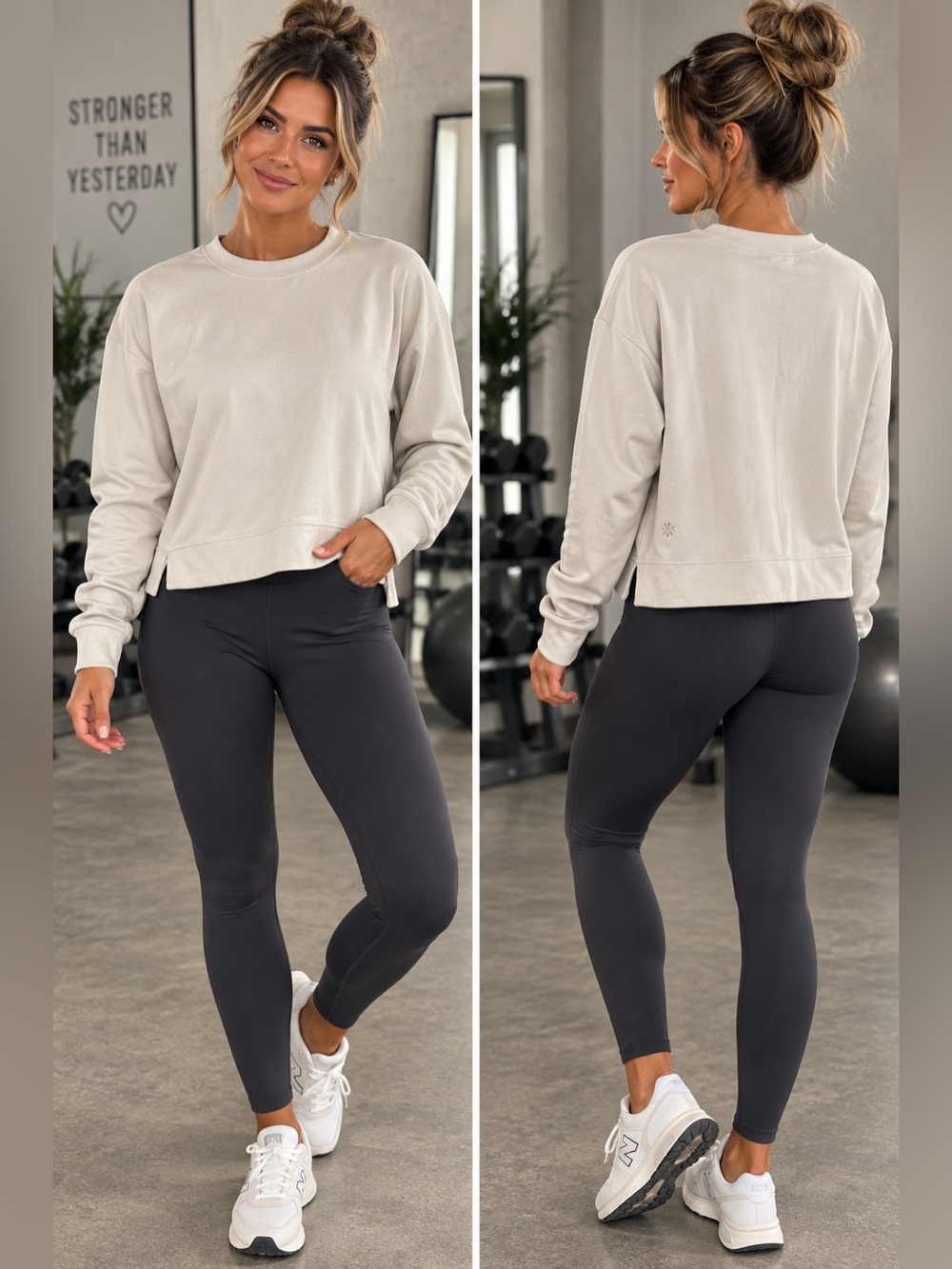 Athleta Seasoft Crewneck Sweatshirt in Bone Size Medium
